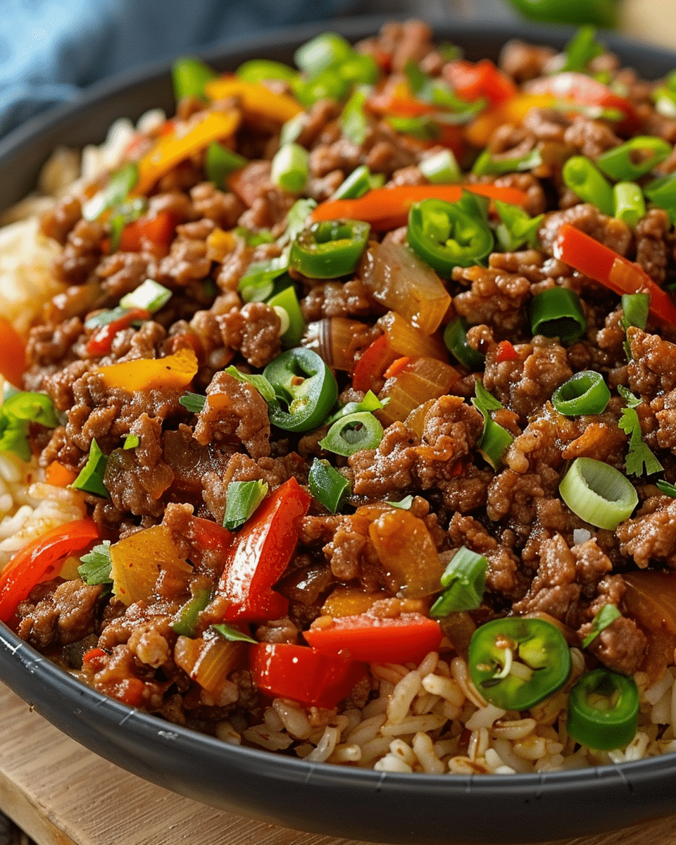 Beef and Pepper Rice Bowl Recipe