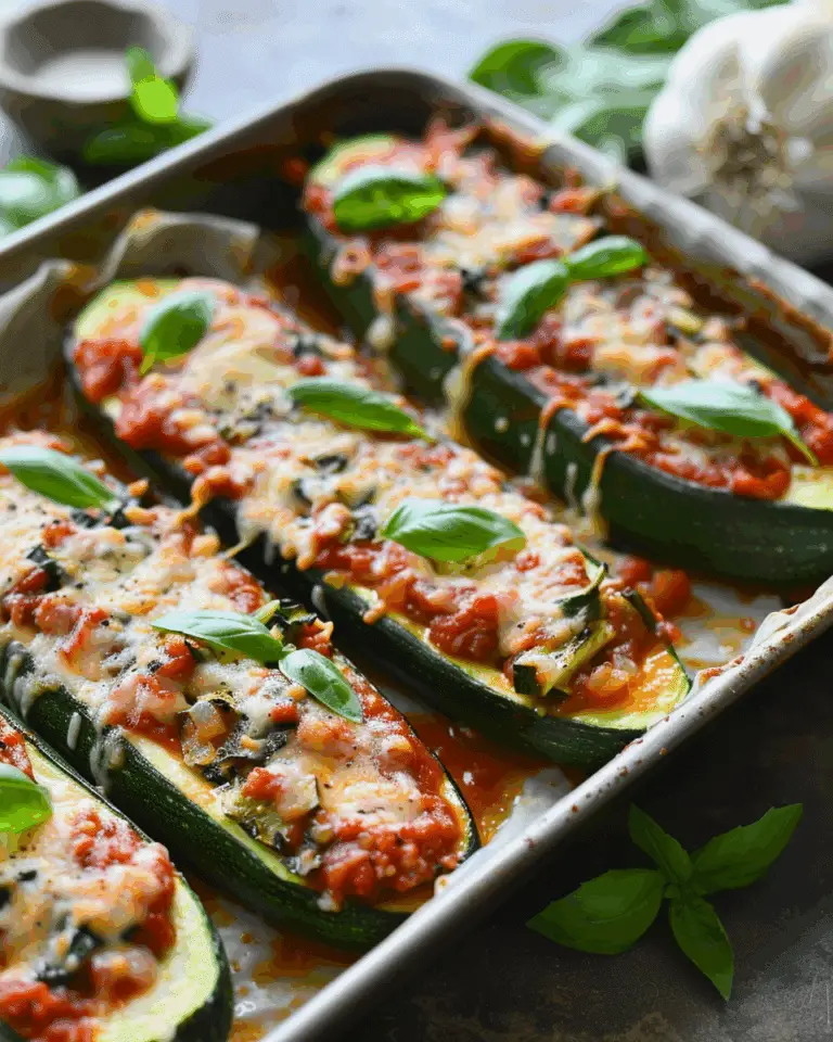 Italian Stuffed Zucchini Boats with Spinach & Parmesan