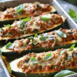Italian Stuffed Zucchini Boats with Spinach & Parmesan