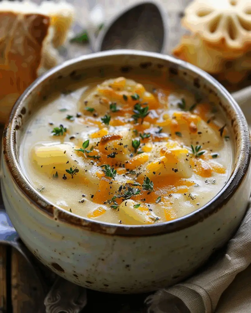 Hearty Cheddar Garlic Herb Potato Soup Recipe