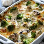 Creamy Turkey Broccoli Mushroom Casserole