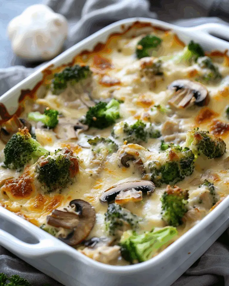 Creamy Turkey Broccoli Mushroom Casserole