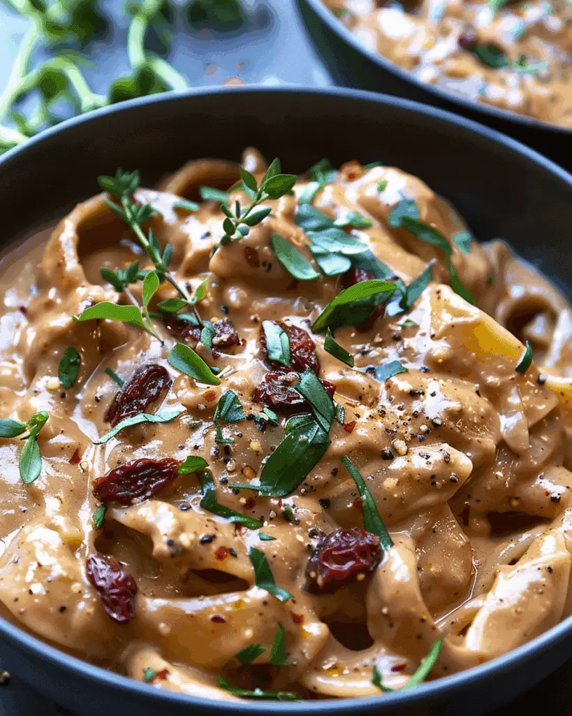 Vegan Creamy Sun-Dried Tomato Fettuccine