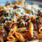 Cheesy Penne Garlic Butter Beef