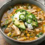 Healthy White Turkey Chili with Avocado & White Beans