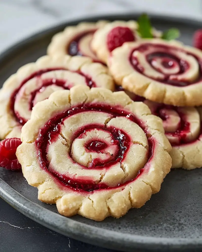 Buttery Raspberry Swirl Shortbread Cookies