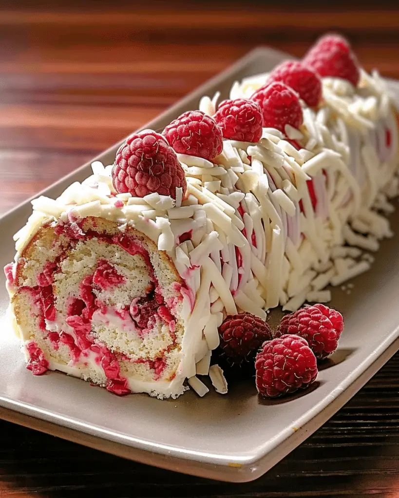 Raspberry White Chocolate Cake Roll