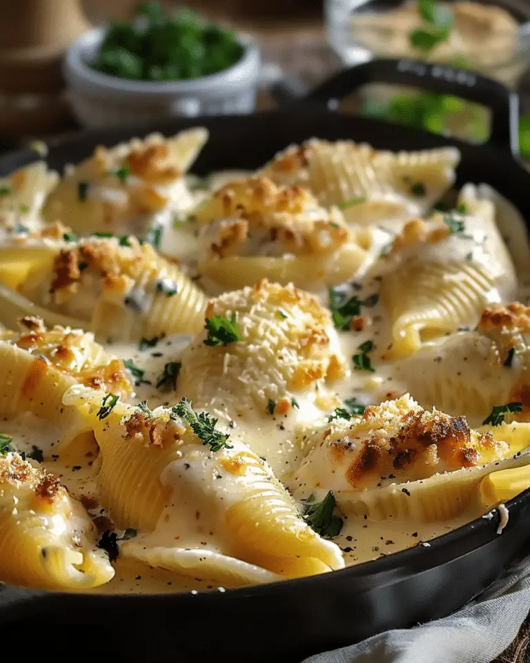 Garlic Butter Chicken Alfredo Stuffed Shells