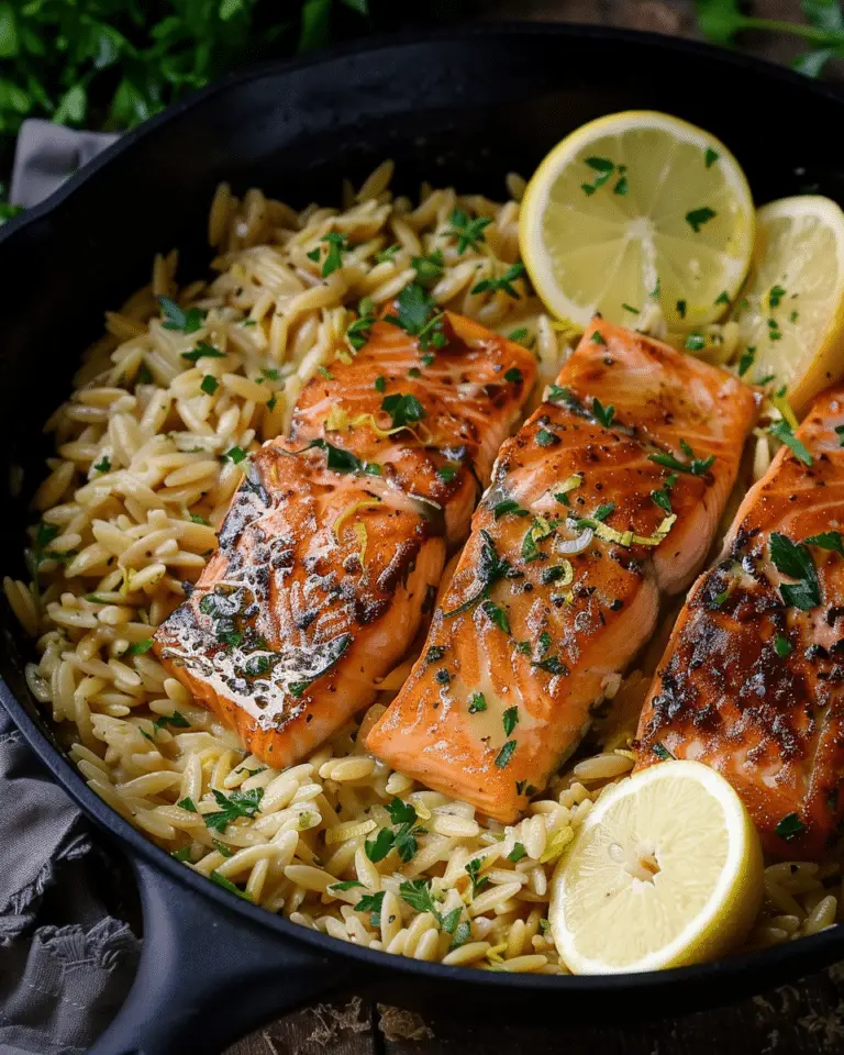 Pan-Fried Salmon with Creamy Lemon Orzo