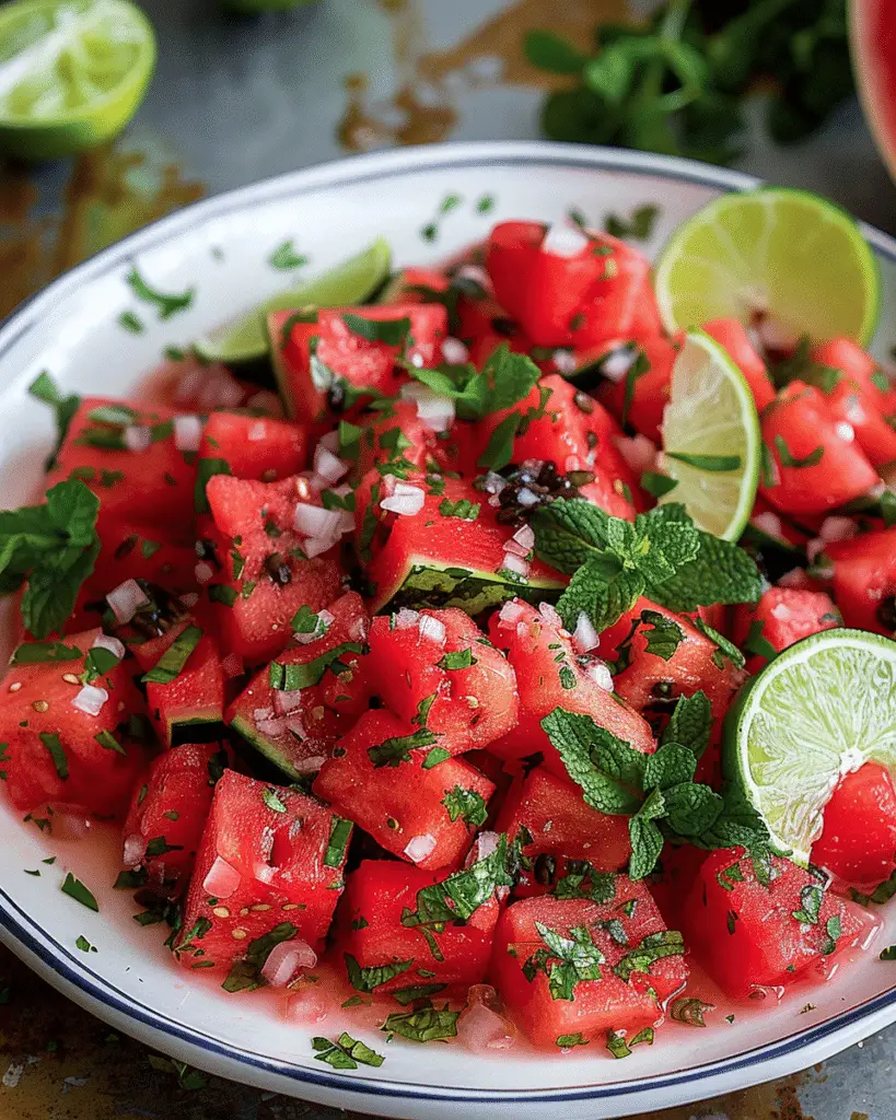 Watermelon Lime Mint Salad