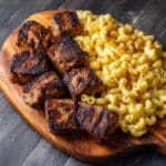 Steak Bites with Mac N Cheese