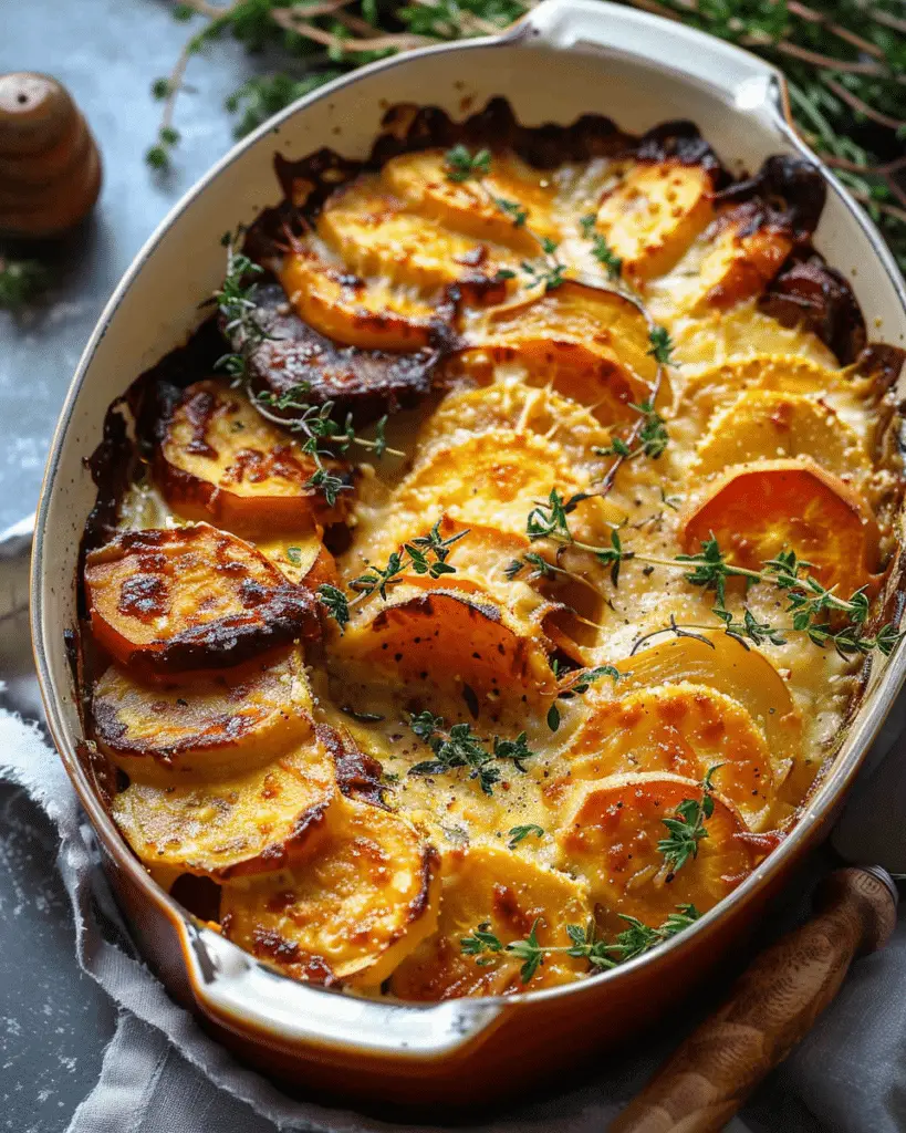 Cheesy Root Vegetable Gratin