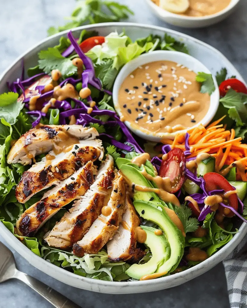 Healthy Grilled Chicken Salad with Peanut Dressing