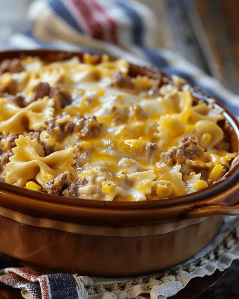 Sweet Corn Ranch Beef Bowtie Casserole