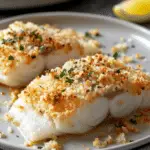 Baked White Fish With Panko Garlic Butter Crunch
