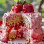 Strawberry Honeybun Cake with Strawberry Cream Icing