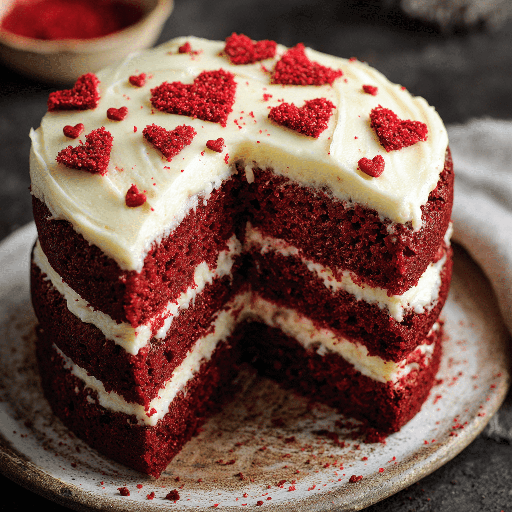 Small Red Velvet Cake with Mini Hearts