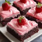 Strawberry Frosted Heart-Shaped Brownies