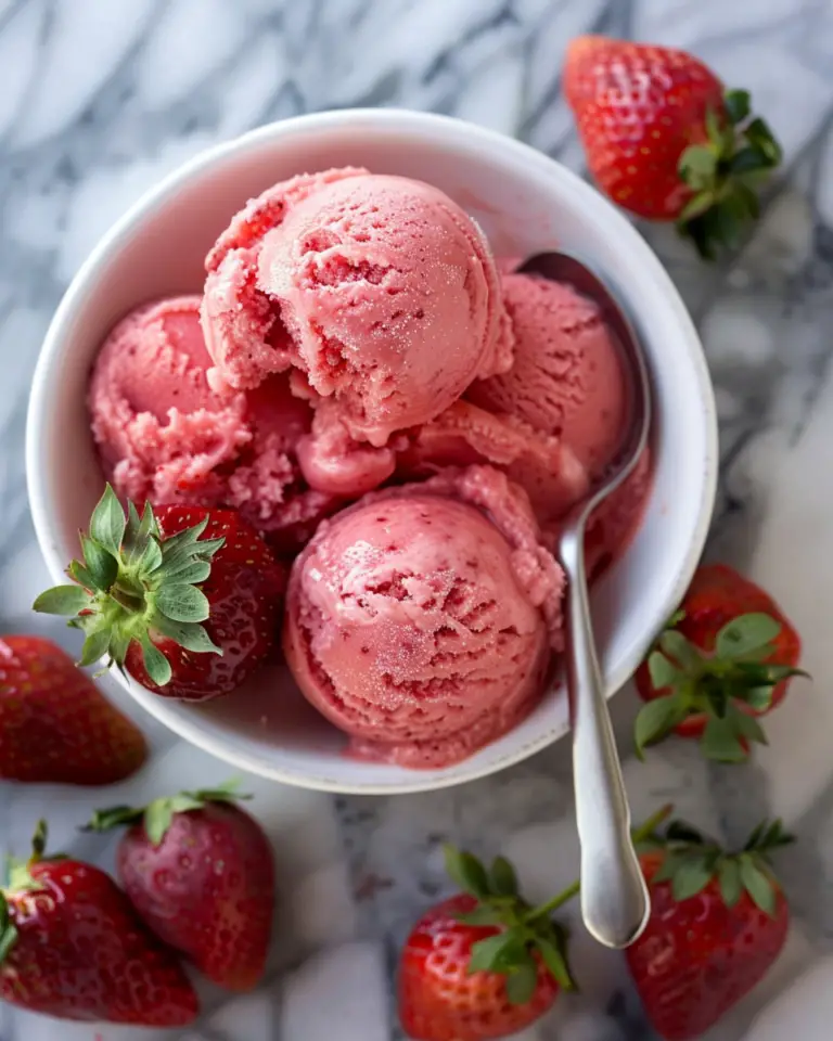 Healthy 3 Ingredient Strawberry Lemon Sorbet