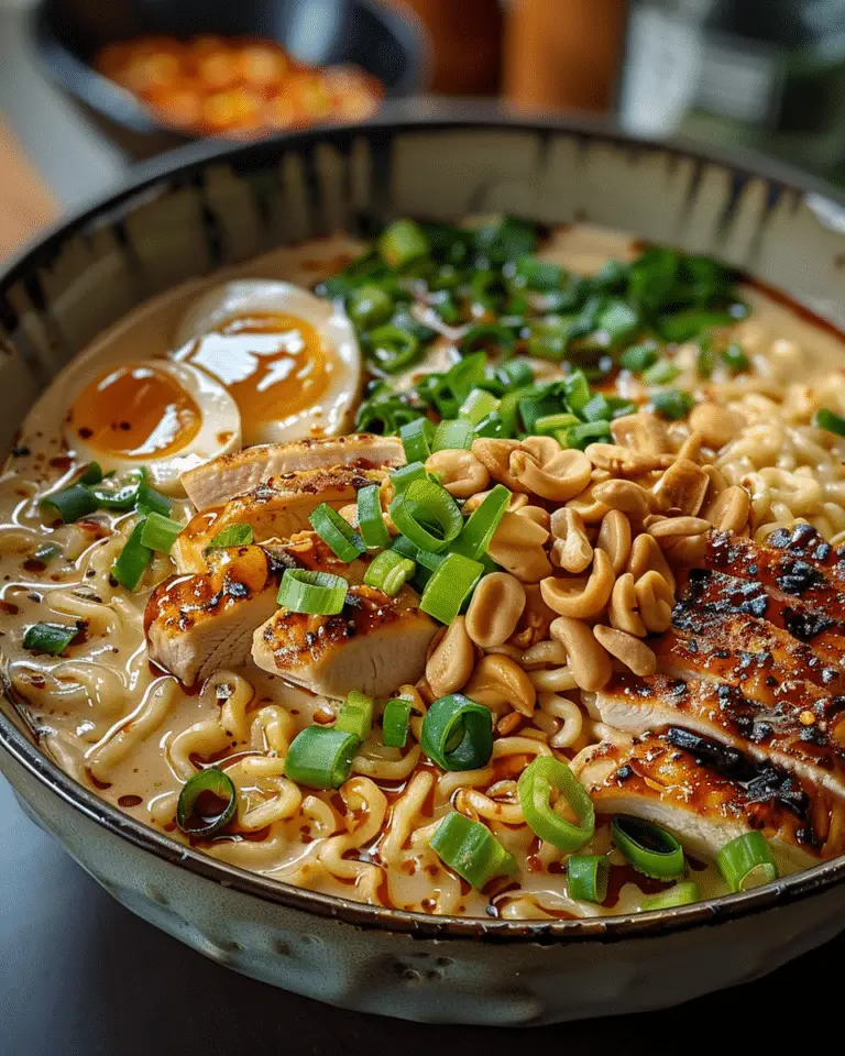 Fiery Chicken Ramen with Creamy Garlic Sauce