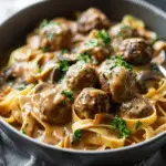 4-Ingredient Slow Cooker Meatball Stroganoff