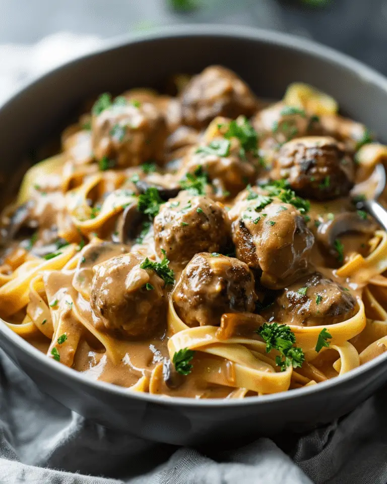 4-Ingredient Slow Cooker Meatball Stroganoff