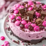 Pink M&M Snickers Cheesecake