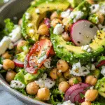 Chickpea feta avocado salad