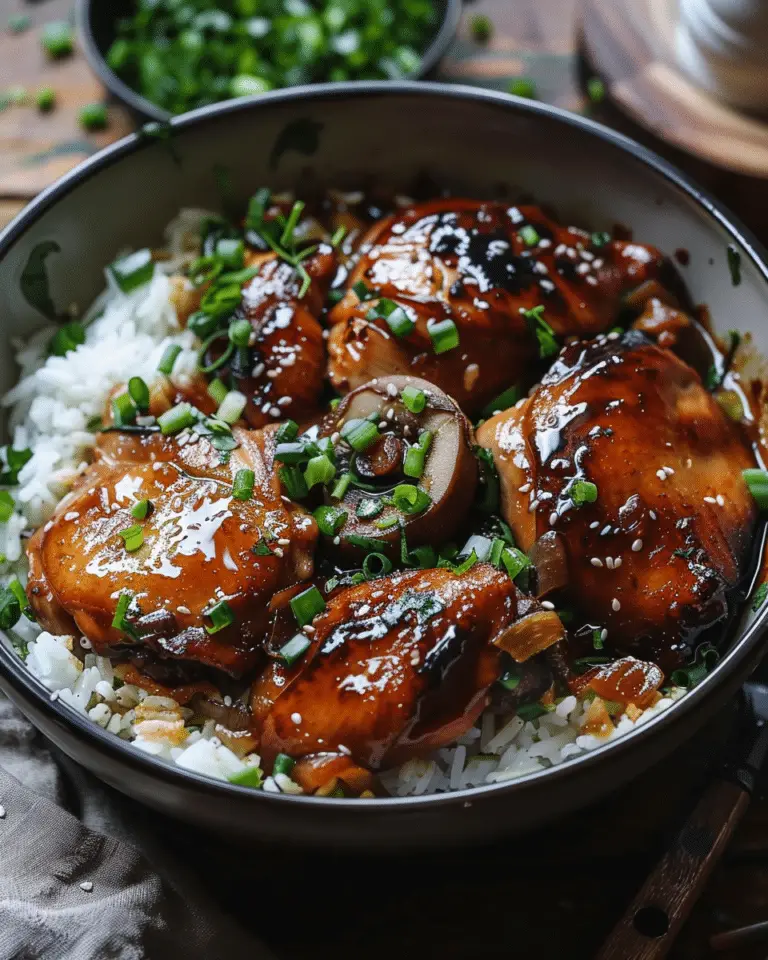 Caramelized Soy Chicken in Garlic Ginger Broth with Rice