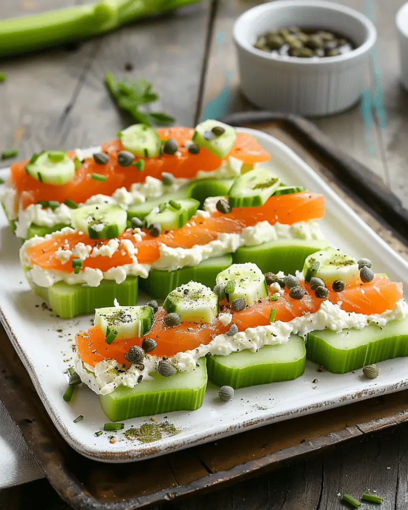 Celery Lox Boats with Cream Cheese and Capers