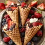 Chocolate Dipped Fruit Filled Cones