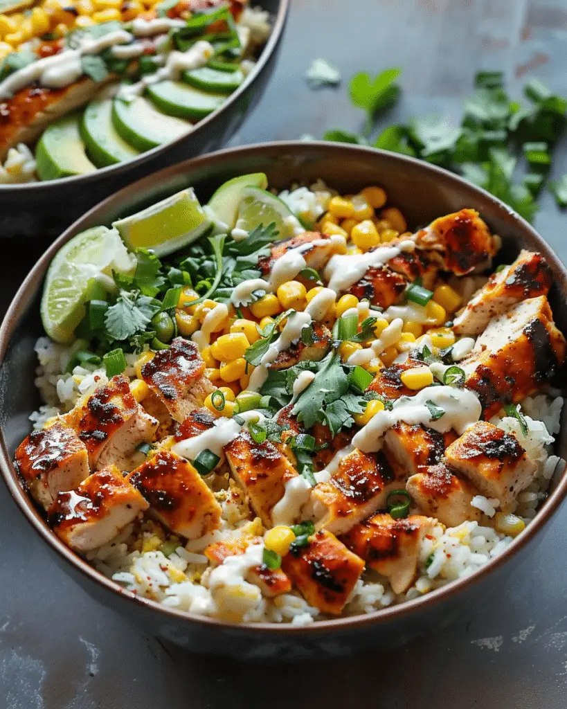 Street Corn Chicken Rice Bowls