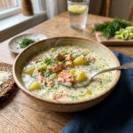 Creamy Dill Salmon Soup with Potatoes and Leeks