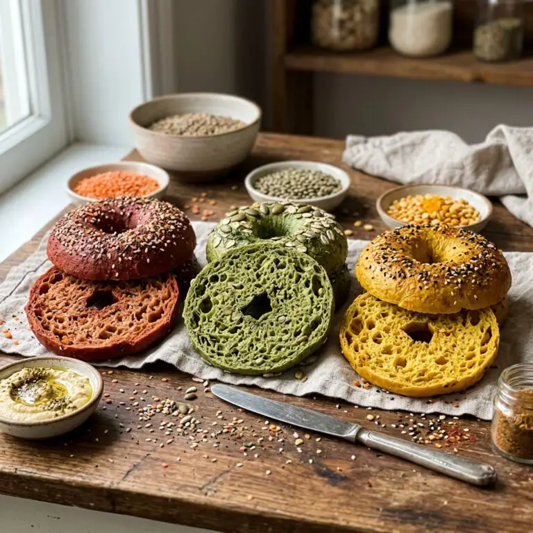 High-Protein Lentil Bagels: Red, Green & Yellow Variations