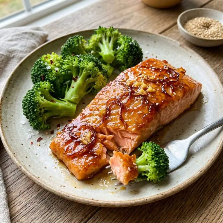 Honey Ginger Salmon with Steamed Broccoli
