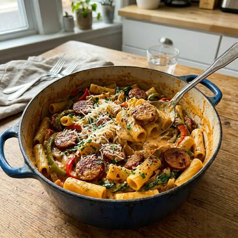 One Pot Creamy Cajun Sausage Pasta (30-Minutes)