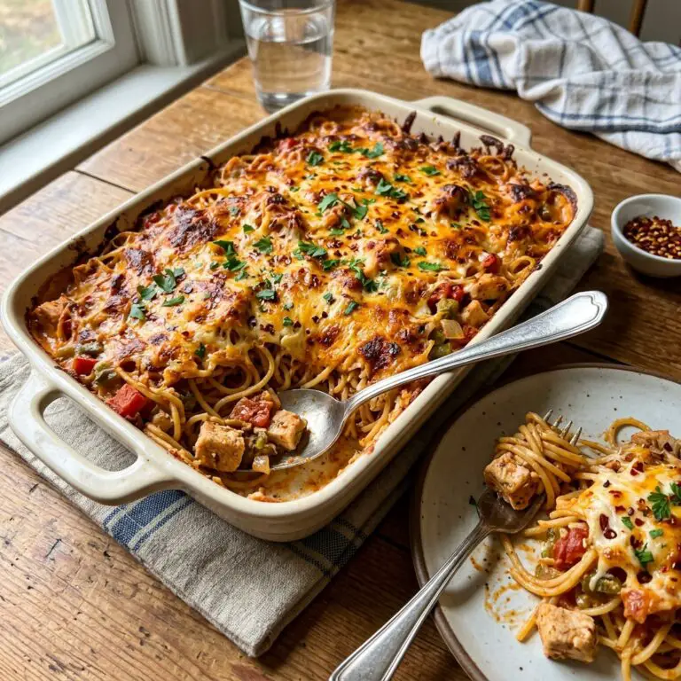 Spicy Southern Cheesy Chicken Spaghetti Casserole