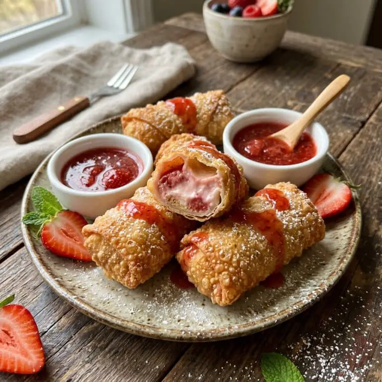 Strawberry Cheesecake Eggroll Bites (Crispy Creamy Dessert)