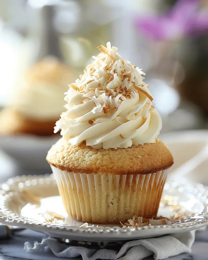 Piña Colada Cupcake Recipe with Coconut Topping