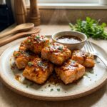 Hot Honey Garlic Glazed Salmon Bites